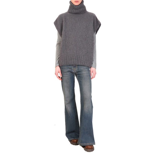 Dixie-Mohair turtleneck sleeveless sweater - anthracite