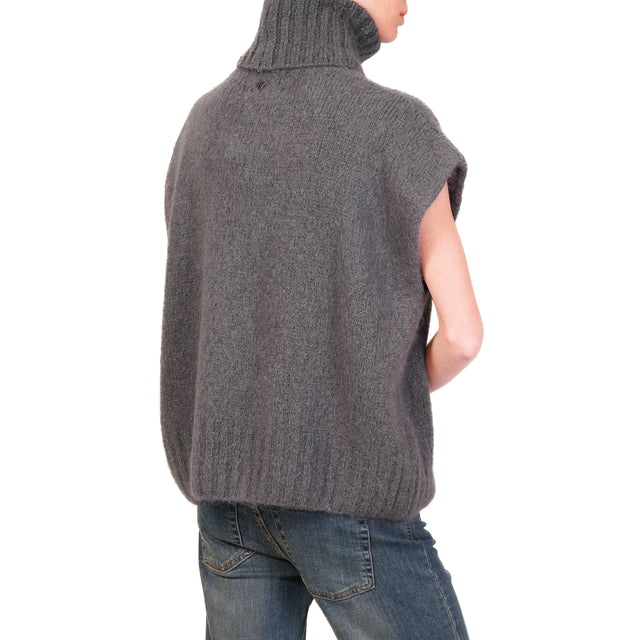 Dixie-Mohair turtleneck sleeveless sweater - anthracite