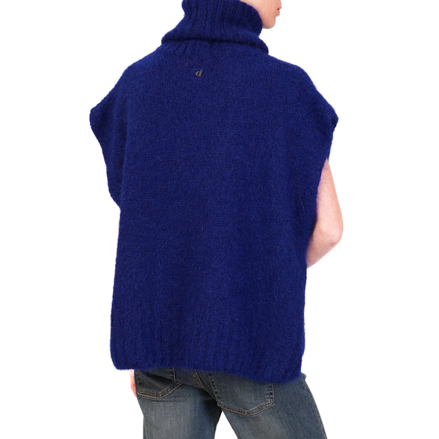 Dixie-Mohair Turtleneck Sleeveless Sweater - Blue