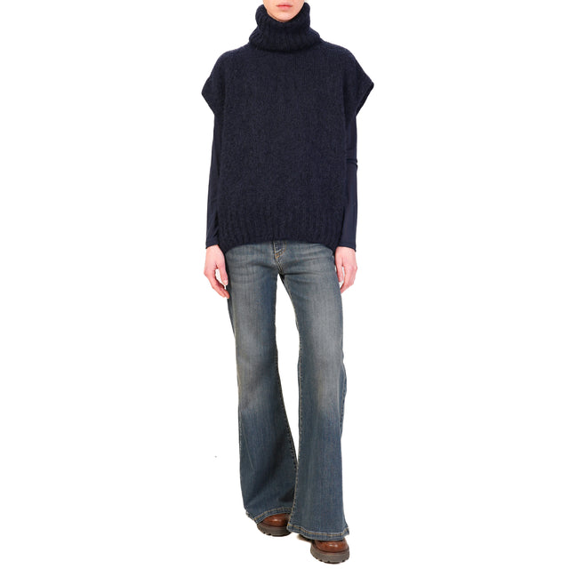 Dixie-Mohair turtleneck sleeveless sweater - midnight blue