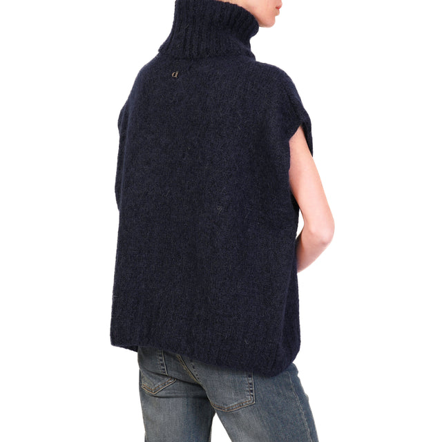 Dixie-Mohair turtleneck sleeveless sweater - midnight blue