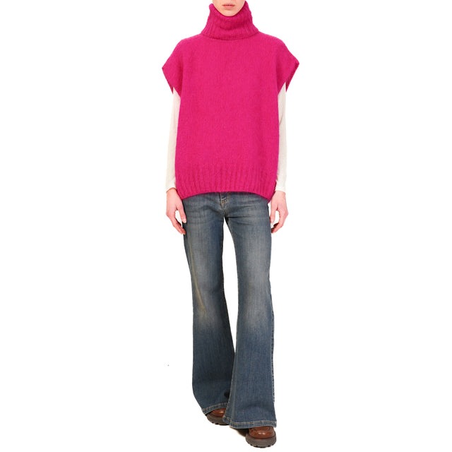 Dixie-Mohair turtleneck sleeveless sweater - fuchsia