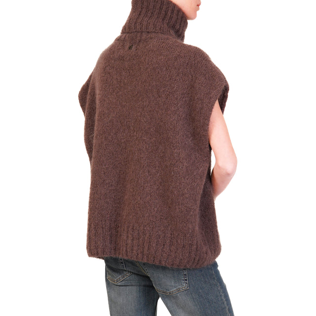 Dixie-Mohair turtleneck sleeveless sweater - dark brown