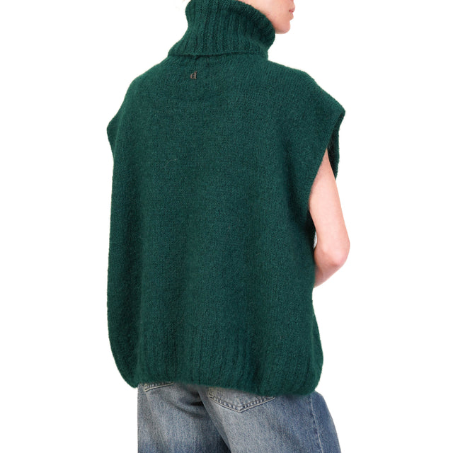 Dixie-Maglia mohair collo alto smanicata - verde bosco