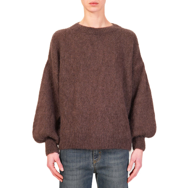 Dixie-Mohair Crewneck Sweater - Dark Brown