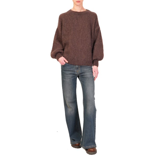 Dixie-Mohair Crewneck Sweater - Dark Brown