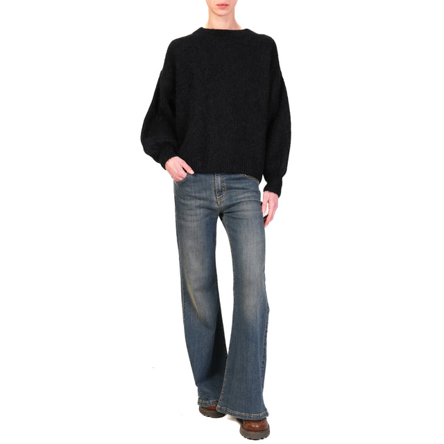 Dixie-Maglia mohair girocollo - nero