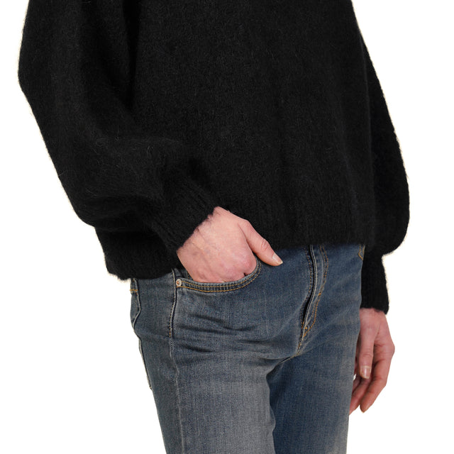 Dixie-Maglia mohair girocollo - nero