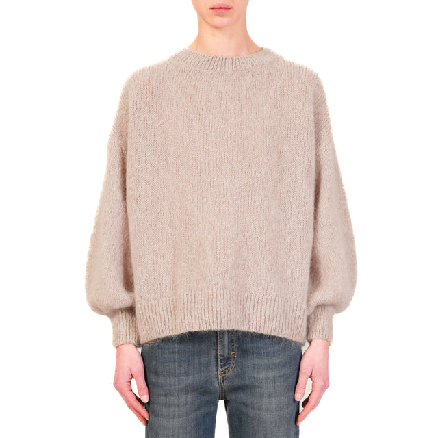 Dixie-Mohair Crewneck Sweater - Taupe