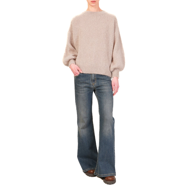 Dixie-Mohair Crewneck Sweater - Taupe