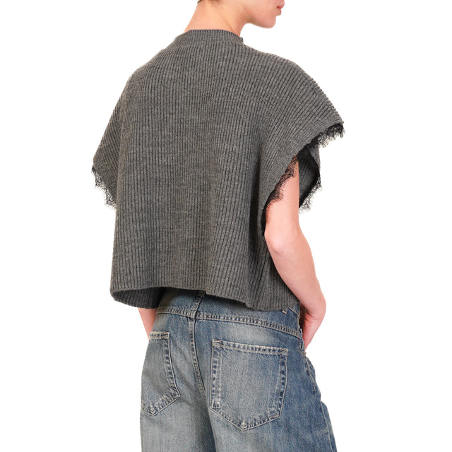 Dixie-Maglia misto alpaca spilla fiocco - grigio