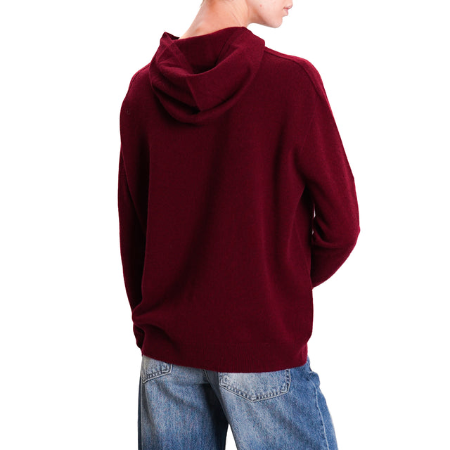 Dixie-Maglia con cappuccio 100% lana SOFT- Bordeaux