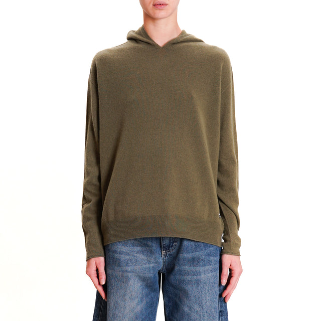 Dixie-Maglia con cappuccio 100% lana SOFT - militare