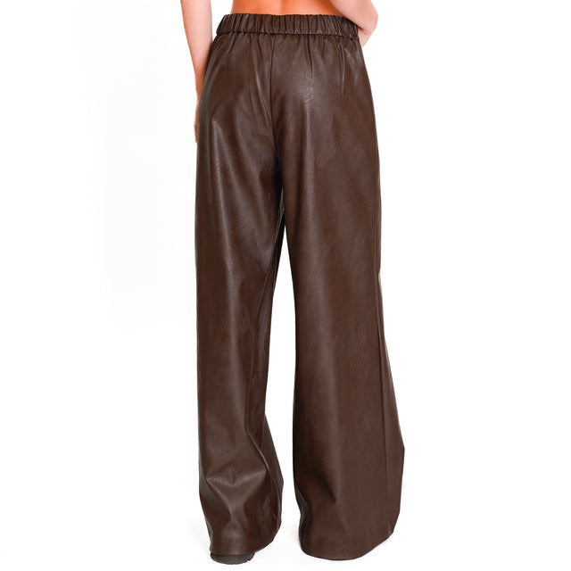 Dixie-Pantalone similpelle elastico dietro - moro