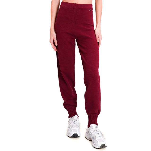 Dixie-Elastic Knit Trousers - Bordeaux