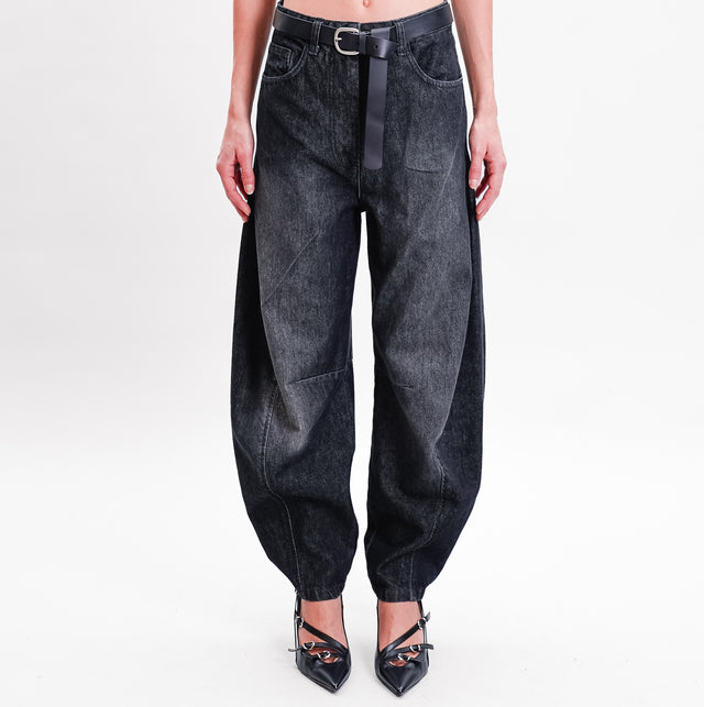 Dixie-Jeans mom fit balloon with belt - black denim