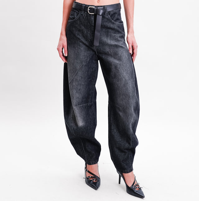 Dixie-Jeans mom fit balloon con cintura - denim nero