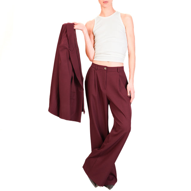 Dixie-Pantalone con pince elastico dietro - Bordeaux