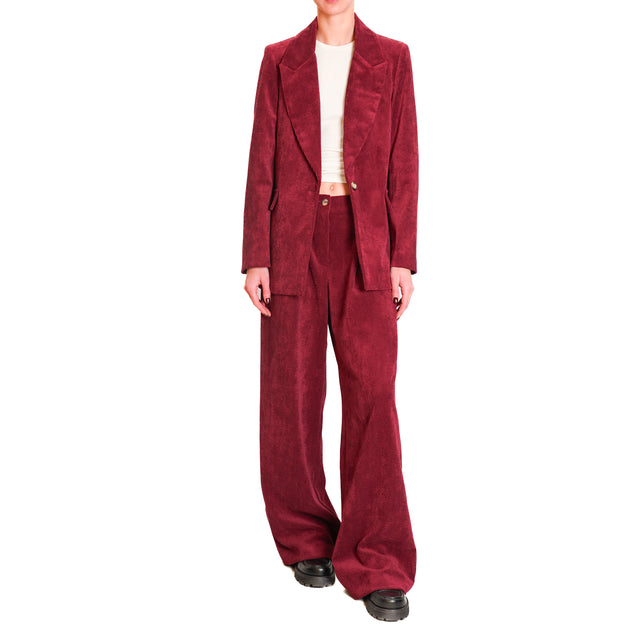 Dixie-500 Striped Velvet Trousers - Bordeaux