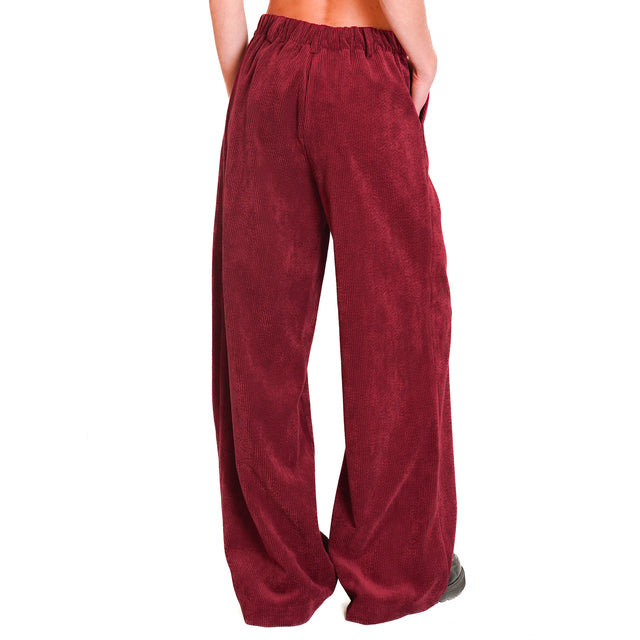 Dixie-500 Striped Velvet Trousers - Bordeaux