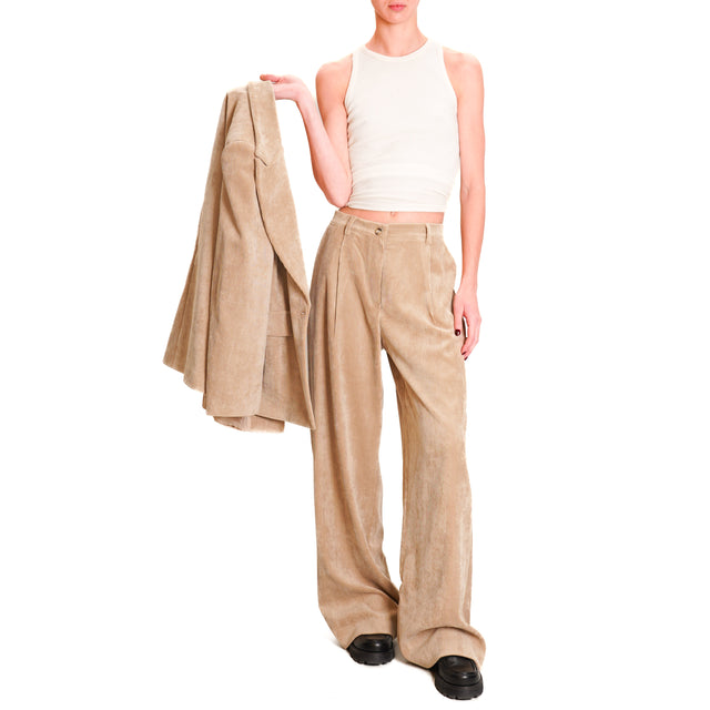 Dixie-Pantalone velluto 500 righe - camel