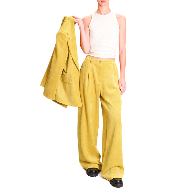 Dixie-Pantalone velluto 500 righe - lime