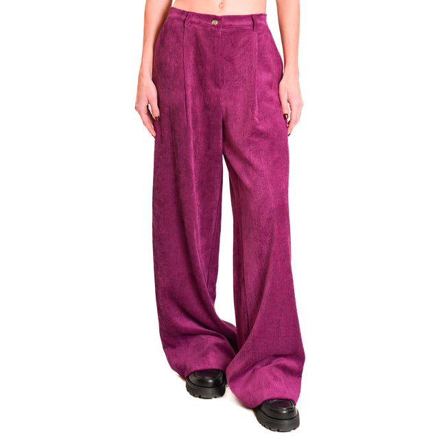 Dixie-Pantalone velluto 500 righe - amarena