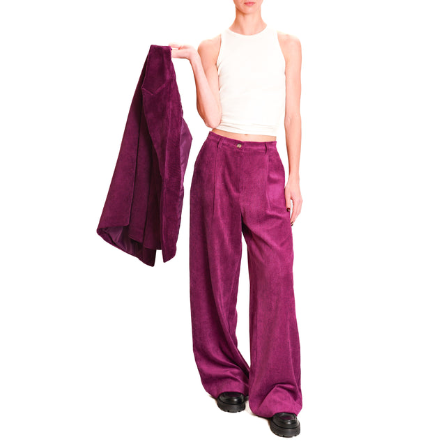 Dixie-Pantalone velluto 500 righe - amarena