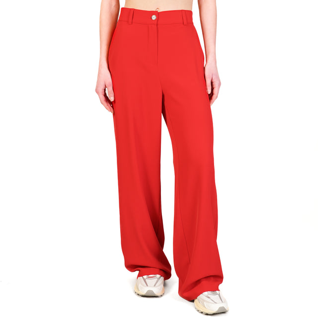 Dixie-Pantalone tessuto fluido elastico dietro - rosso