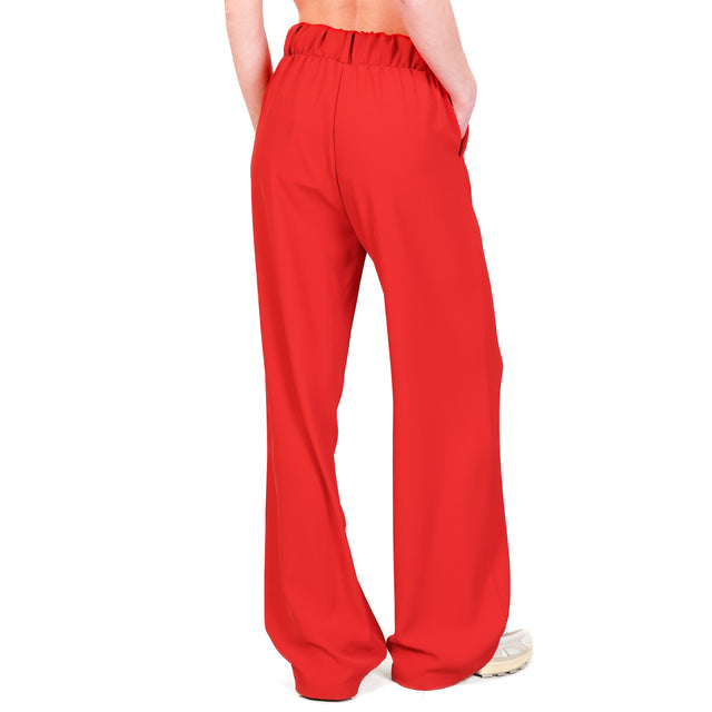 Dixie-Pantalone tessuto fluido elastico dietro - rosso