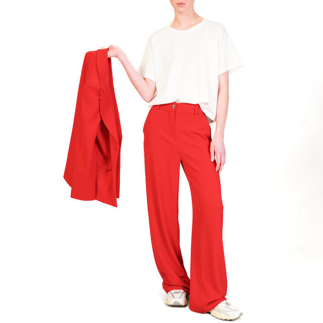 Dixie-Pantalone tessuto fluido elastico dietro - rosso