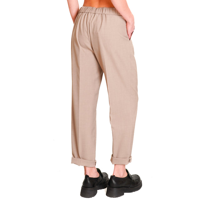 Dixie-Pantalone con elastico dietro - tortora