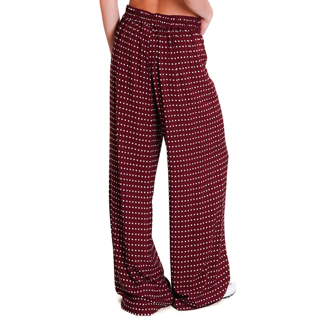 Dixie-Pantalone fantasia pois elastico dietro - Bordeaux