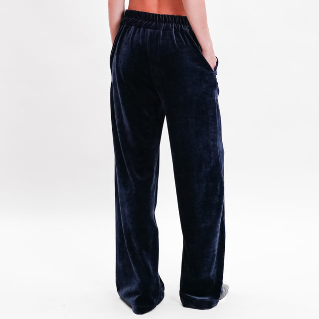 Dixie-Pantalone ciniglia elastico dietro - blu