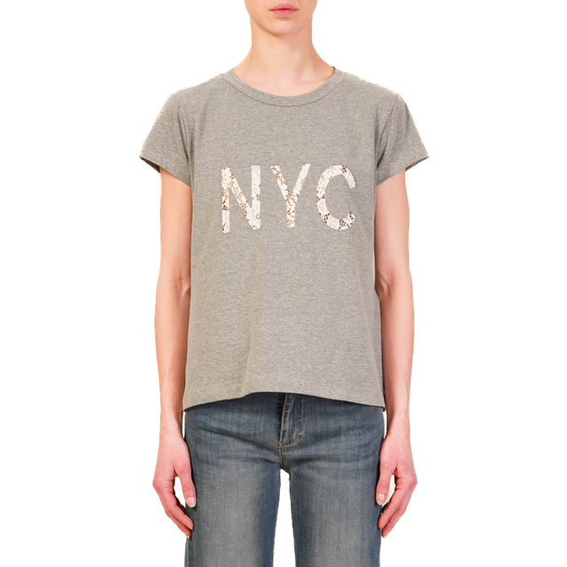 Dixie-T-shirt mezza manica "NYC" - grigio