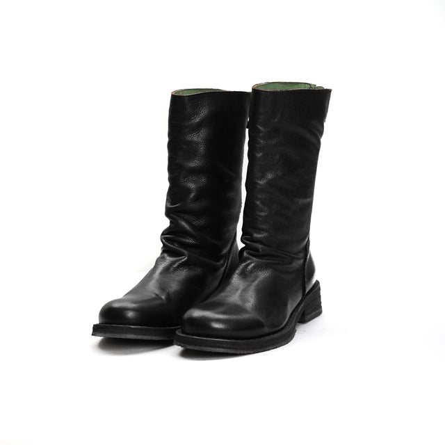 Felmini-Back zip leather boot - black