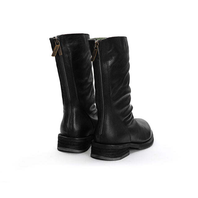 Felmini-Back zip leather boot - black