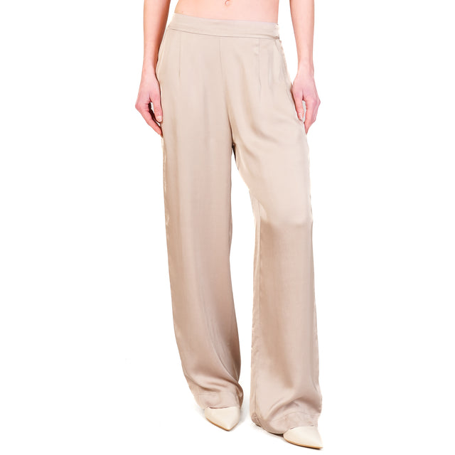 Haveone-Pantalone satin elastico dietro - silk