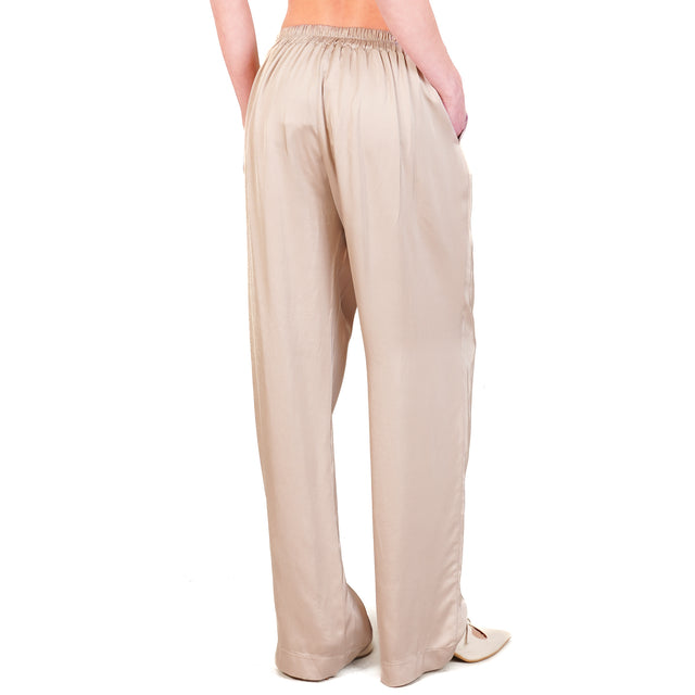 Haveone-Pantalone satin elastico dietro - silk