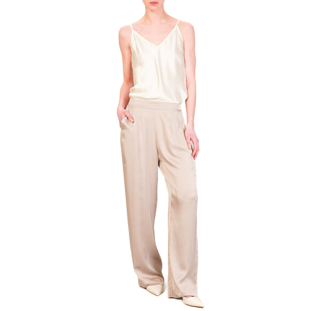 Haveone-Pantalone satin elastico dietro - silk