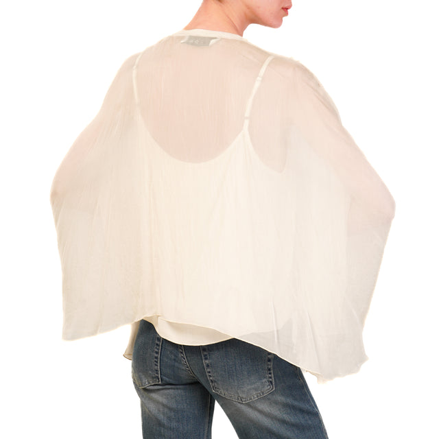 Haveone-Blusa con rouches manica pipistrello - burro