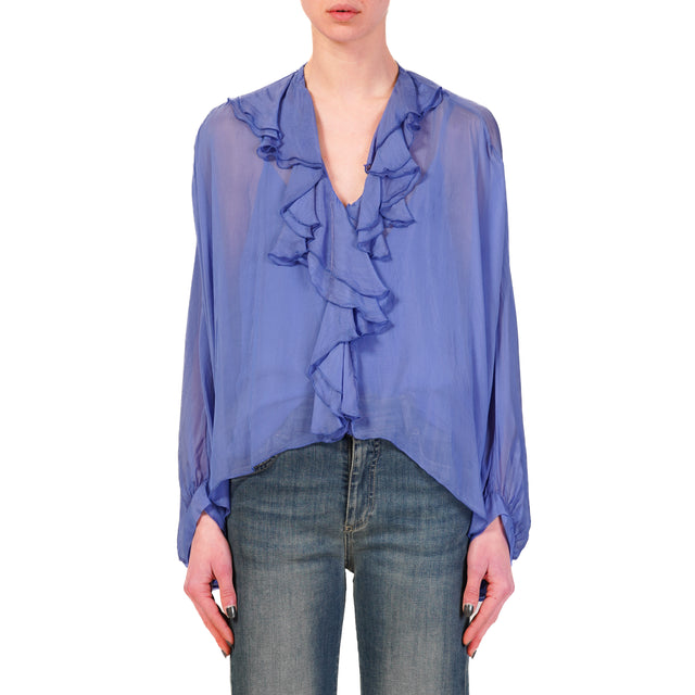 Haveone-Blusa con rouches manica pipistrello - lavanda