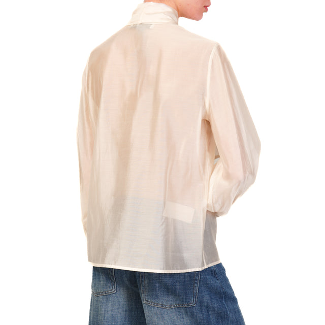 Haveone-Blusa in mussola con fiocco - burro