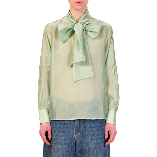 Haveone-Blusa in mussola con fiocco - menta