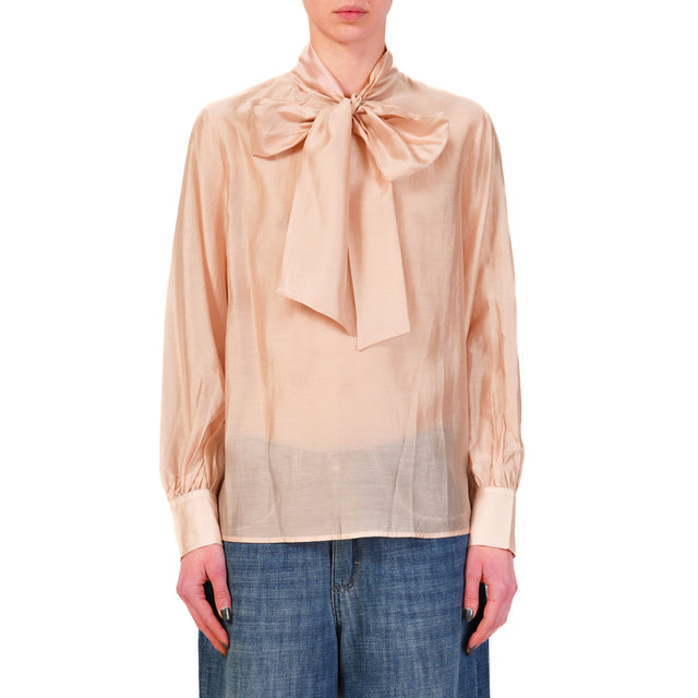 Haveone-Blusa in mussola con fiocco - rosa