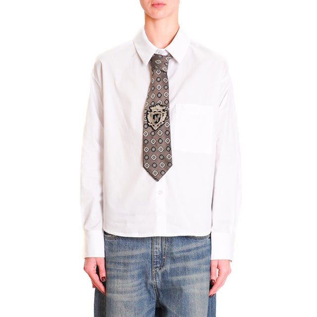 Haveone-Camicia con cravatta - bianco/grigio