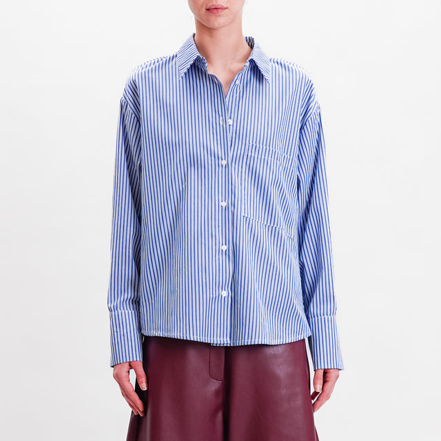 Haveone-Camicia a righe con tasca - Blu/bianco