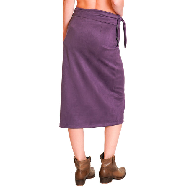 Haveone-Suede Wrap Skirt - Purple