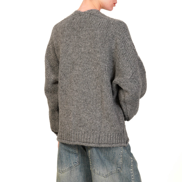 Haveone-Cardigan con tasche misto alpaca - antracite