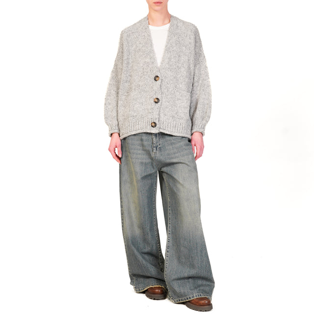 Haveone-Cardigan con tasche misto alpaca - perla